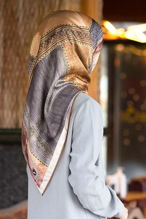 روسری طوسی پلی استر VİOLLA - کد 883753472