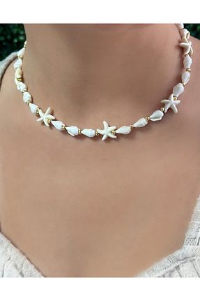 گردنبند جواهر بژ زنانه سنگ طبیعی Rakoz Design - کد 826681461