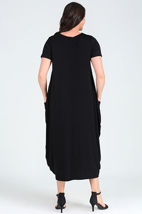 لباس سایز بزرگ مشکی زنانه مخلوط ویسکون Curvy Trend - کد 937544512