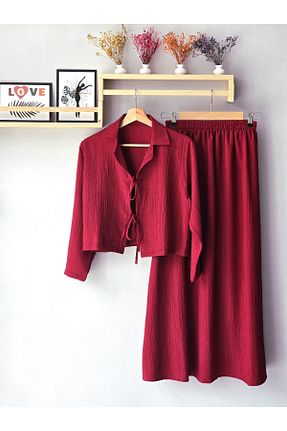 ست بالاتنه و پائین تنه زرشکی زنانه لیکرا ENDAMIM - کد 931963081