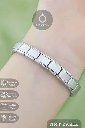 دستبند استیل (فولاد) طوسی زنانه استیل ضد زنگ MAVEGA - کد 937567688