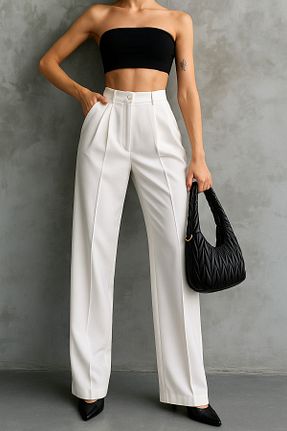 شلوار پارچه ای سفید زنانه بلند Rift Jeans - کد 937586149