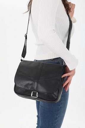 کیف پستچی مشکی زنانه چرم خالص TopTrendy - کد 107293796