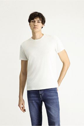 تیشرت سفید مردانه یقه دوچرخه Kiğılı - کد 845297919