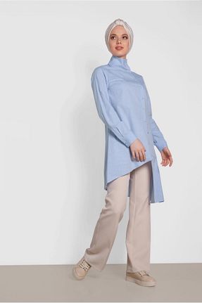 تونیک حجاب آبی زنانه پنبه ای Alvina - کد 872386399