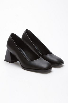 کفش پاشنه بلند کلاسیک مشکی زنانه چرم خالص elvinshoes - کد 931167745