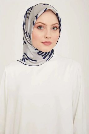 روسری طوسی کرپ ساتن ابریشم Armine - کد 937693467