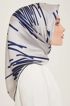 روسری طوسی کرپ ساتن ابریشم Armine - کد 937693467