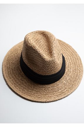 کلاه بژ زنانه حصیر shop - کد 937693856