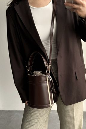 کیف دوشی قهوه ای زنانه چرم مصنوعی NBİBAGS - کد 938077945