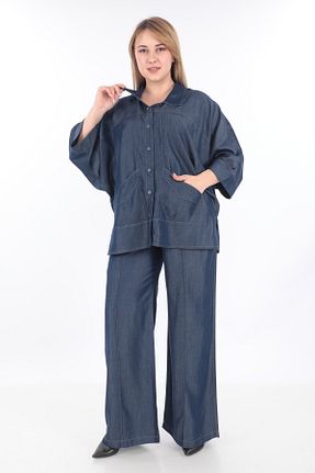 ست بالاتنه و پائین تنه سرمه ای زنانه بافتنی EXİTLİNE - کد 937701531