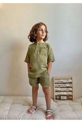 ست بالاتنه و پائین تنه سبز بچه گانه بافتنی YİGİT BUTİK - کد 834610283