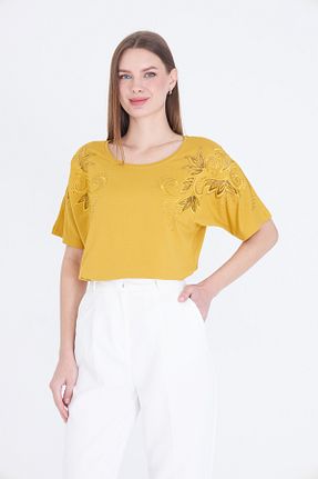 بلوز زرد زنانه گلدار Brevia - کد 937706557