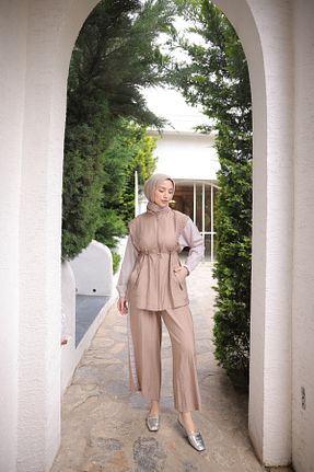 ست بالاتنه و پائین تنه حجاب بژ زنانه رگولار MİMİ Luxury Wear - کد 937707138