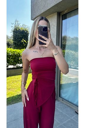 ست بالاتنه و پائین تنه زرشکی زنانه لیکرا tach - کد 937735669