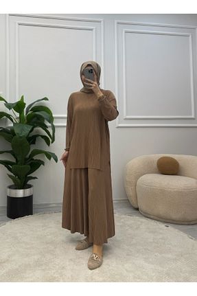 ست بالاتنه و پائین تنه قهوه ای زنانه بافت By Gizem Beyazkaya - کد 937775247