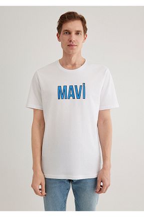 تیشرت سفید مردانه یقه دوچرخه Mavi - کد 334183585