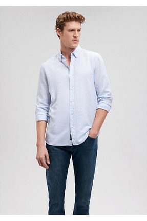پیراهن آبی مردانه یقه پیراهنی Mavi - کد 810719822