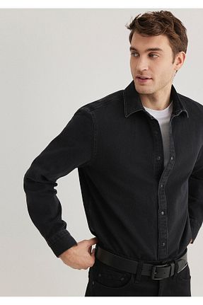 پیراهن مشکی مردانه یقه پیراهنی Mavi - کد 886593382