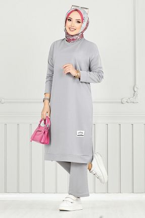 ست بالاتنه و پائین تنه طوسی زنانه بافتنی ModaMerve - کد 938090832