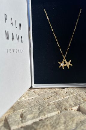 گردنبند استیل ( فولاد ) زرد زنانه استیل ضد زنگ PALMMAMA - کد 884500333