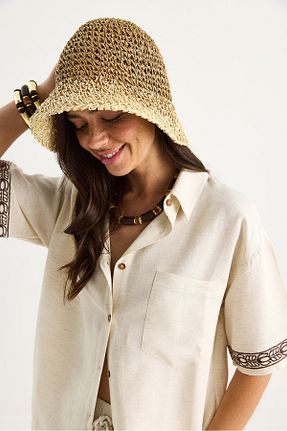 کلاه قهوه ای زنانه حصیر Bianco Lucci - کد 937808744