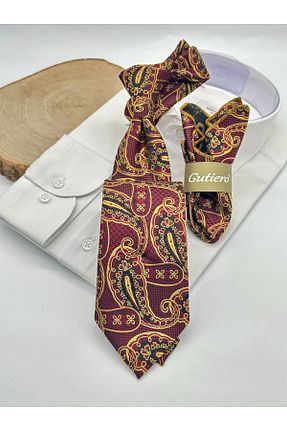 کراوات زرشکی مردانه میکروفیبر Gutiero - کد 937819089