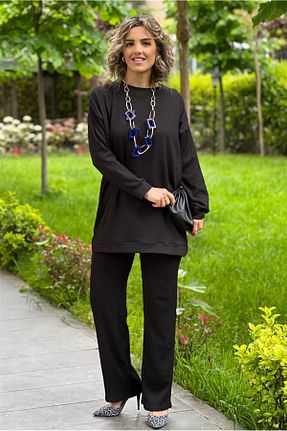 ست بالاتنه و پائین تنه مشکی زنانه بافتنی Nevin Kaya Moda - کد 800941226