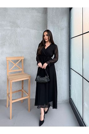لباس مشکی زنانه بافتنی XXL BUTİK - کد 234606329