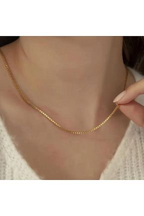 گردنبند استیل ( فولاد ) زرد زنانه روکش طلا HOBİSY GIFT SHOP - کد 937841890