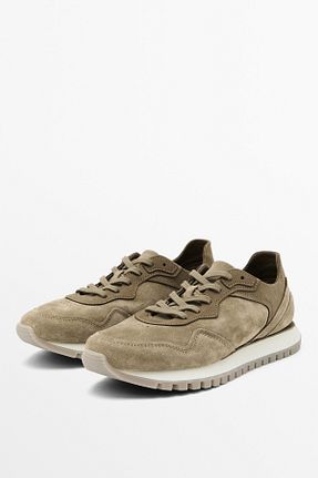 کفش اسنیکر بژ مردانه چرم اصل Massimo Dutti - کد 937844851