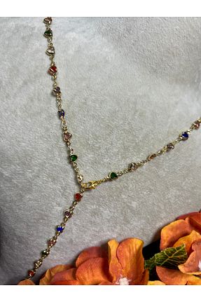 گردنبند جواهر رنگی زنانه برنجی Büşra Shine Aksesuar - کد 922607871