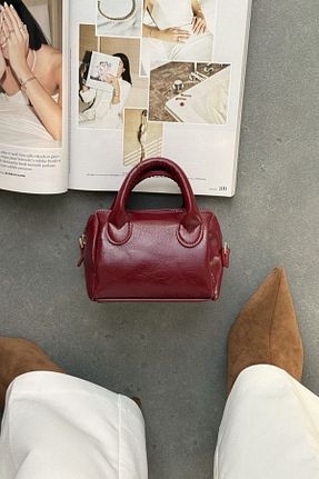 کیف دوشی زرشکی زنانه چرم مصنوعی NBİBAGS - کد 937853318