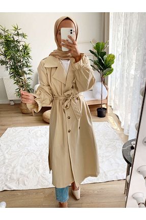 ترنچکت بژ زنانه پلی استر MODAMİA - کد 871372217
