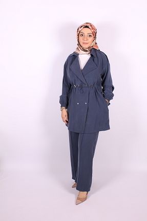 ست بالاتنه و پائین تنه حجاب سرمه ای زنانه اورسایز Tuğba Sarı - کد 937898696