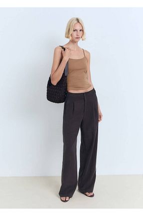 بلوز قهوه ای زنانه اسلیم فیت MANGO - کد 938126845