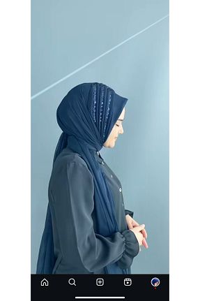 شال سرمه ای زنانه پلی استر DOULA - کد 937899982