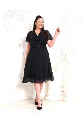 لباس مجلسی سایز بزرگ مشکی زنانه دو سینه Şirin Butik - کد 937895592