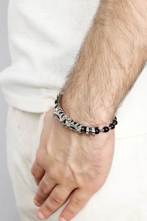 دستبند جواهر مشکی مردانه سنگ طبیعی MULTİ TESPİH - کد 937922234