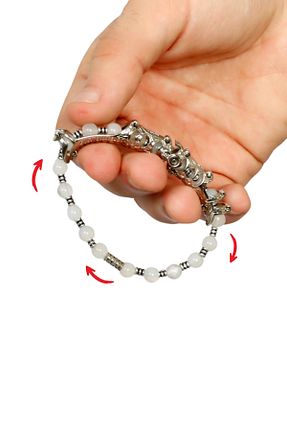 دستبند جواهر سفید زنانه سنگ طبیعی MULTİ TESPİH - کد 937922343