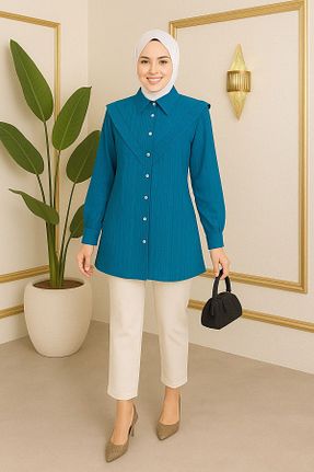 تونیک حجاب آبی بچه گانه مخلوط ویسکون sd butique - کد 937922340