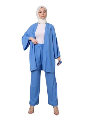 کیمونو و کافتان آبی زنانه پنبه ای Karadeniz - کد 839401534