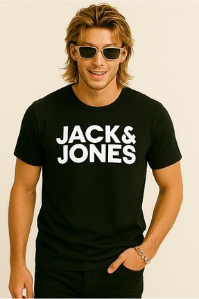 تیشرت مشکی مردانه یقه دوچرخه Jack & Jones - کد 696165051