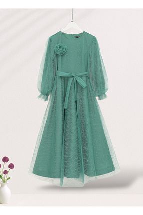 لباس مجلسی حجاب سبز زنانه یقه ایستاده Modamorfo - کد 903073111