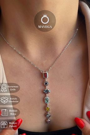 گردنبند استیل ( فولاد ) طوسی زنانه استیل ضد زنگ MAVEGA - کد 937959678