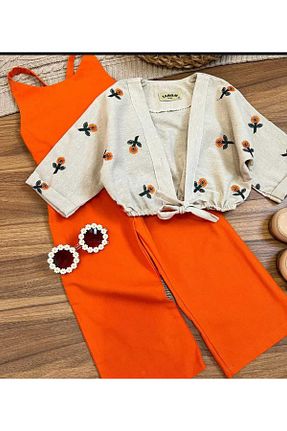 ست بالاتنه و پائین تنه نارنجی بچه گانه بافتنی ipekkids - کد 937965700