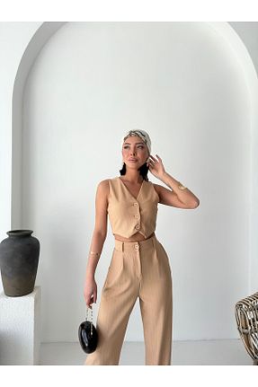 ست بالاتنه و پائین تنه بژ زنانه بافت Siyah Kadınlar - کد 937974109
