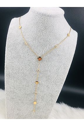 گردنبند استیل ( فولاد ) زرد زنانه استیل ضد زنگ DS DİAMONDSHOP - کد 937974148