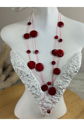 گردنبند جواهر زرشکی زنانه سنگ SEDEF TAKI - کد 937988524