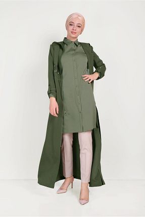مانتو بلند حجاب خاکی زنانه Alvina - کد 869235644